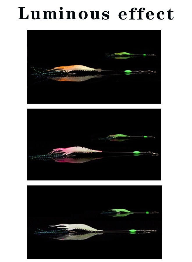 Generic 7-Piece Fishing Lures Soft Luminous Shrimp Lures Set, Shrimp Bait Set with Sharp Hooks, Fishing Tackle for Freshwater and Saltwater Bass Trout Catfish  - Image 3
