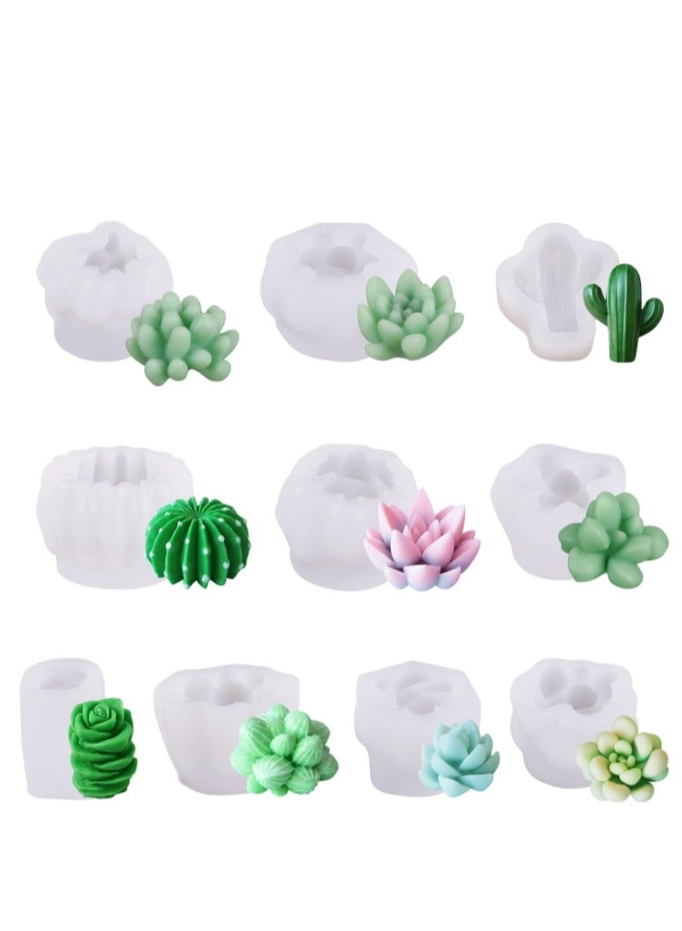 OASIS-TH 10 Packs Succulent Silicone Mold, DIY Cactus Flower Resin Casting Molds 3D Resin Crafts for Cake Decorating, Handmade Candle, Epoxy Resin, Polymer Clay, Fondant, Wax, Etc  - Image 1