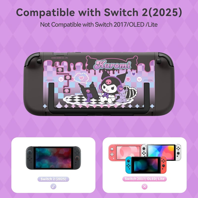 Kuitmor Dockable PC Protective Case Compatible with Switch 2 Model 2025, All-Round Protection Hard Protective Shell for Switch 2 2025 Accessories (Black Purple) - Image 2