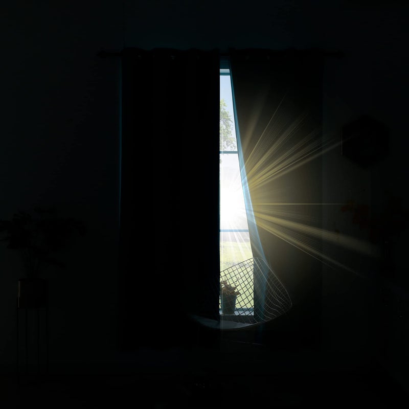 KOUFALL الستائر Koufall Baby Blue Blackout لحضانة 2 لوحات قصيرة من الإضاءة الإضاءة الستار الستار الغامق للأطفال غرفة نوم 54 بوصة الطول - Image 4