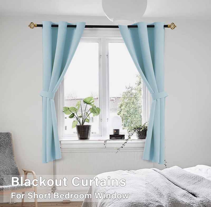 KOUFALL الستائر Koufall Baby Blue Blackout لحضانة 2 لوحات قصيرة من الإضاءة الإضاءة الستار الستار الغامق للأطفال غرفة نوم 54 بوصة الطول - Image 2