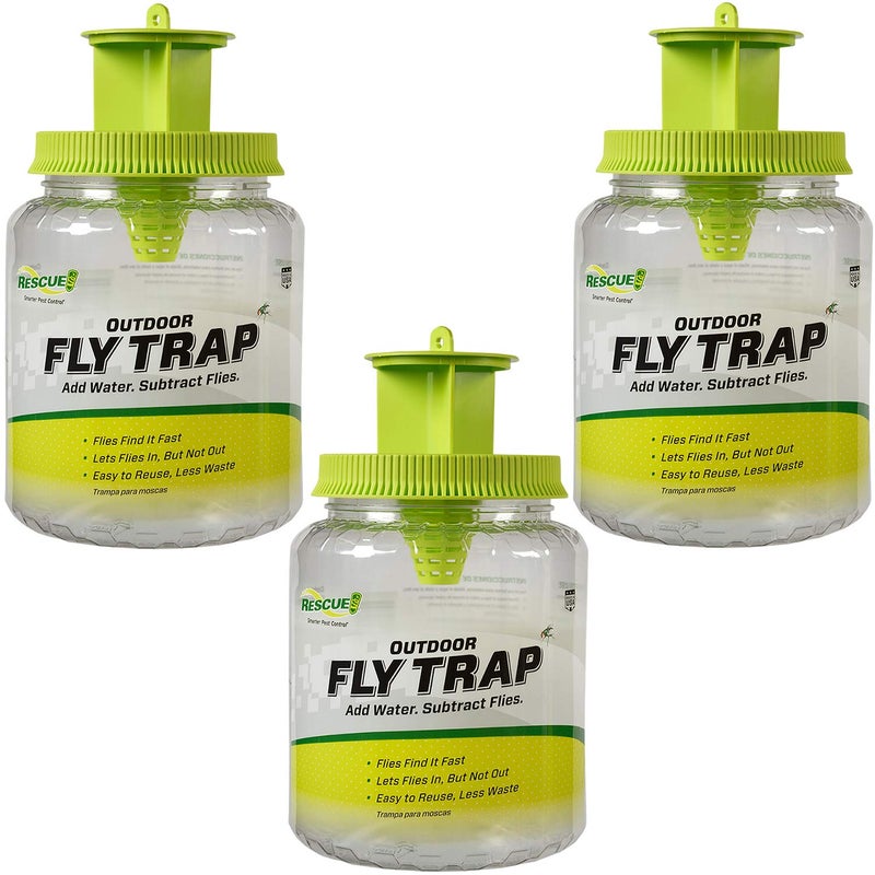 RESCUE! Outdoor Fly Trap - Reusable - 3 Traps - Image 1