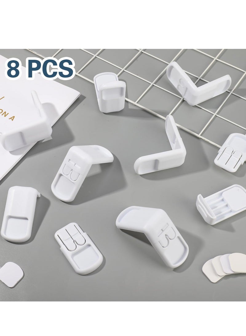 8Pcs Children Safety Cabinet Lock Child Proof Lock for Cabinets Drawers Refrigerators Trash Cans Child Safety Oven Adhesive Locks Adhesive Pads Easy InstallationNo Drilling White - Image 2