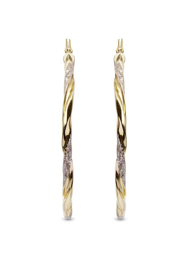 ليكالا أقراط حلقية بتصميم إيطالي خفيف الوزن بلونين من الفضة الإسترلينية من LeCalla للنساء، مقاس 40 مم - Image 3