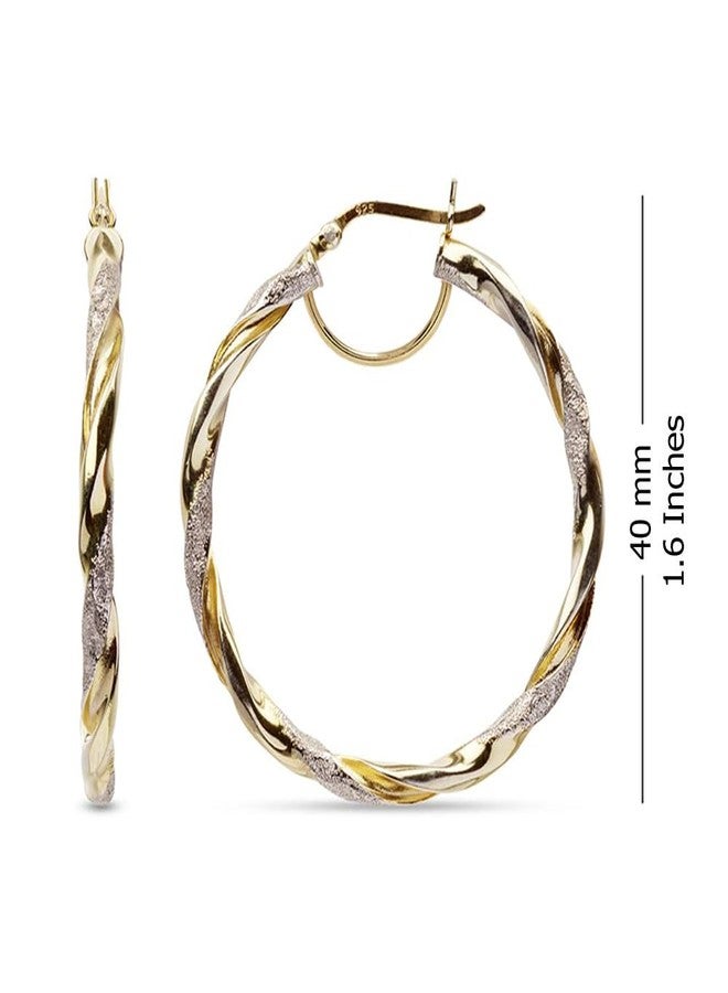 ليكالا أقراط حلقية بتصميم إيطالي خفيف الوزن بلونين من الفضة الإسترلينية من LeCalla للنساء، مقاس 40 مم - Image 4