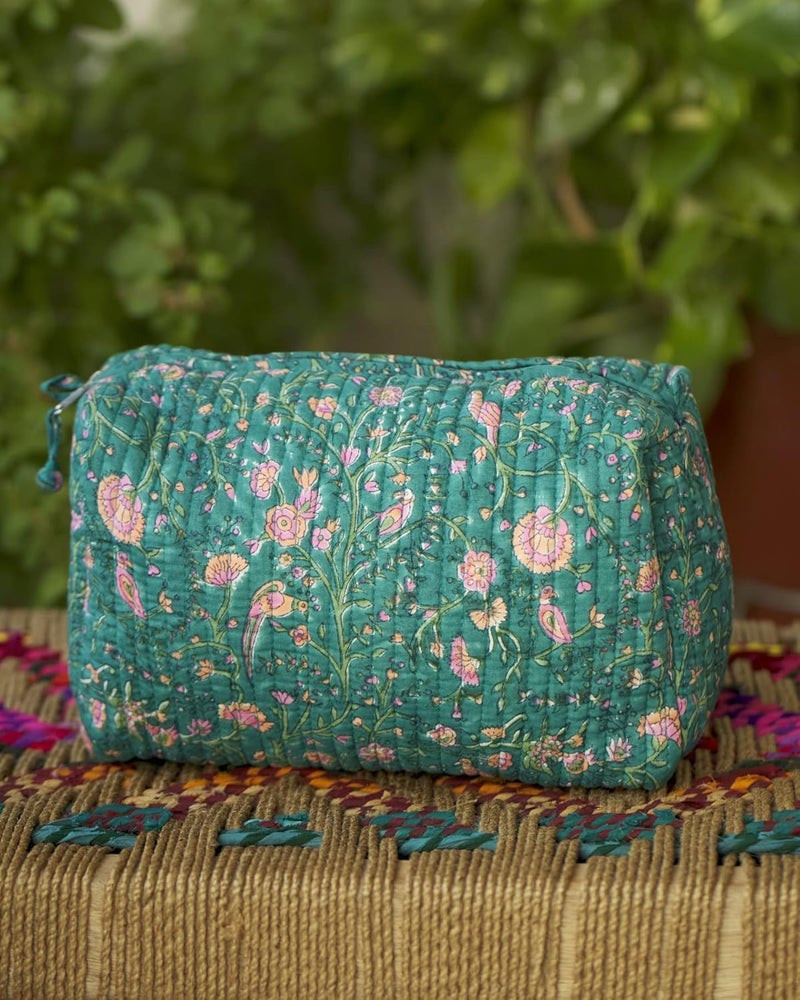 titli Cotton Handblock Utility Bags for Travelling LargeDark Green - Image 5