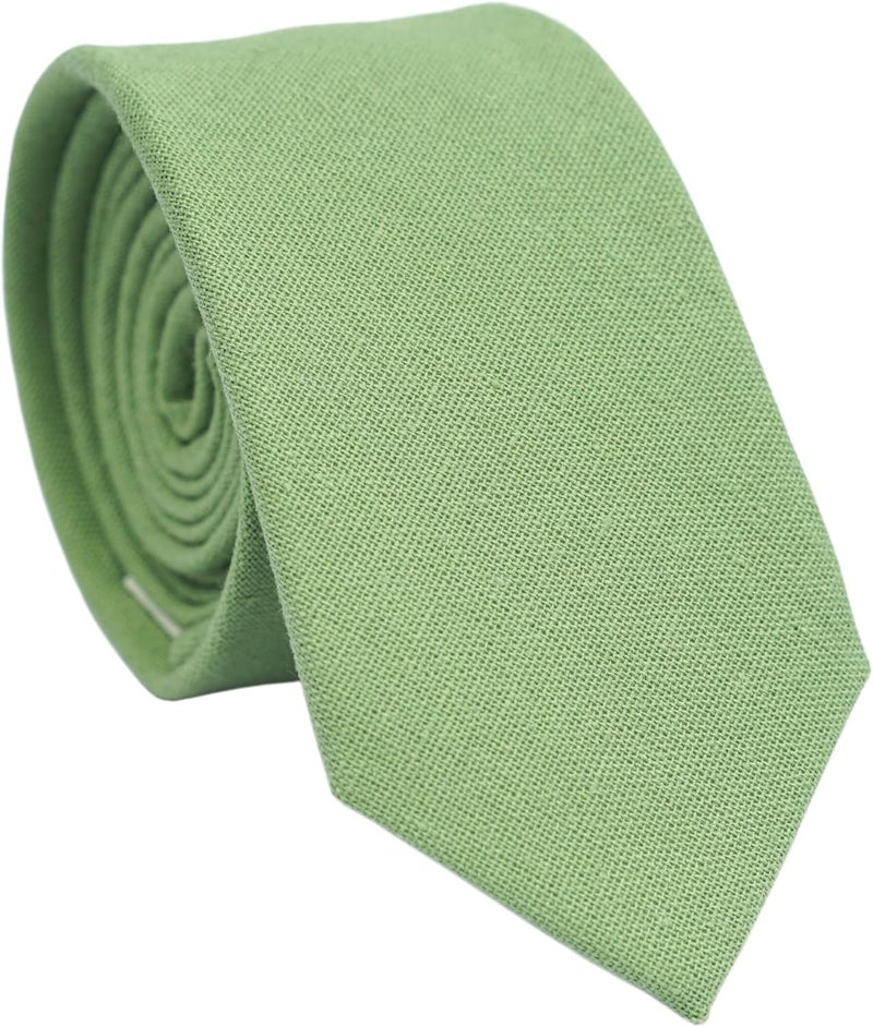 BELLUNO Men's Skinny Ties, Cotton Linen Blend 2.5 inch Solid Neckties - Image 1