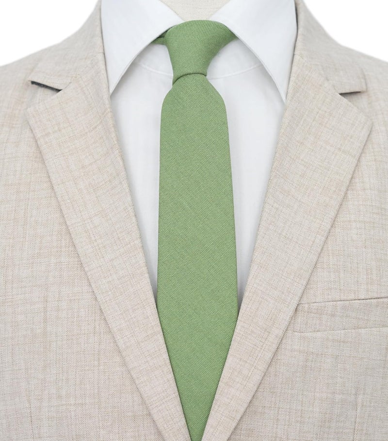 BELLUNO Men's Skinny Ties, Cotton Linen Blend 2.5 inch Solid Neckties - Image 2