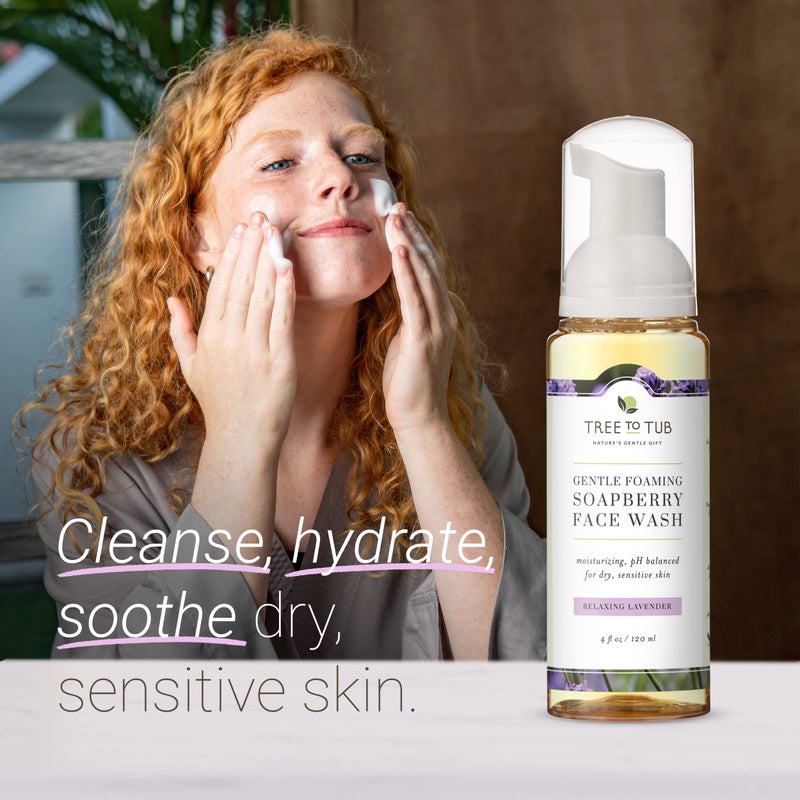 Tree to Tub Sensitive Skin Face Wash for Dry Skin - Moisturizing Gentle Face Cleanser for Women & Men, Hydrating Foaming Facial Cleanser, Daily Face Soap w/Organic Aloe Vera, All Natural Lavender Oil - Image 2