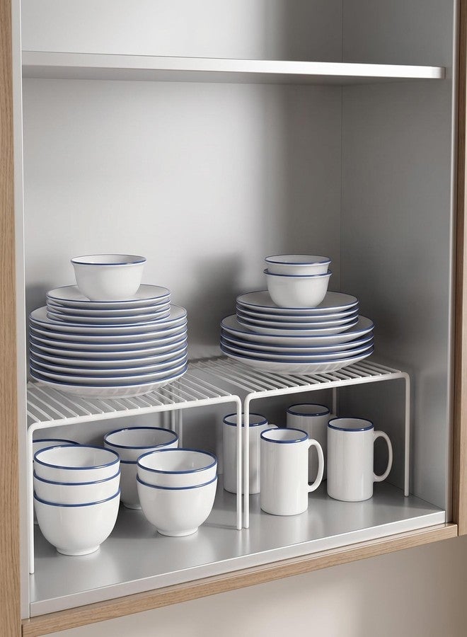 iPEGTOP Set of 4 Kitchen Cabinet Shelf Organizer, Medium (13 x 9.4 Inch) Bathroom Cabinet Organization Wire Shelf Rack, Rustproof Storage Space Saver Shelves for Countertops Pantries Utensils -White - Image 2