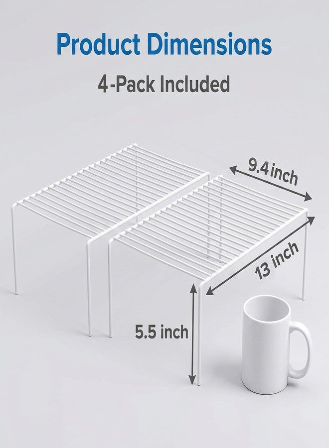 iPEGTOP Set of 4 Kitchen Cabinet Shelf Organizer, Medium (13 x 9.4 Inch) Bathroom Cabinet Organization Wire Shelf Rack, Rustproof Storage Space Saver Shelves for Countertops Pantries Utensils -White - Image 4
