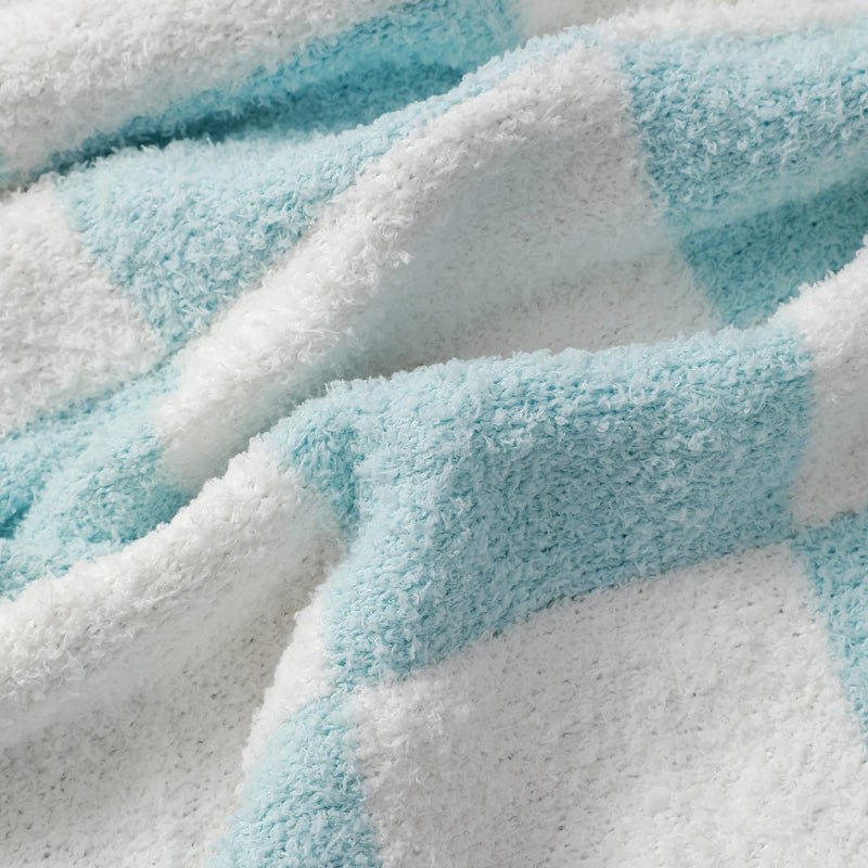 bearberry bearberry Fuzzy Checkerboard Grid Throw Blanket Soft Cozy Warm Microfiber All Season Blanket Decor for Couch Sofa Bed Travel Home (Baby Blue  50''x60'')  - Image 4