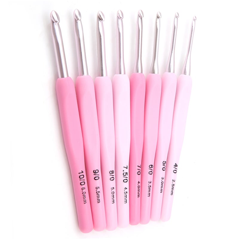 9 PCS Gradient Color Crochet Hook Set Knitting Needles Stitches With Colourful Soft Handle - Image 4