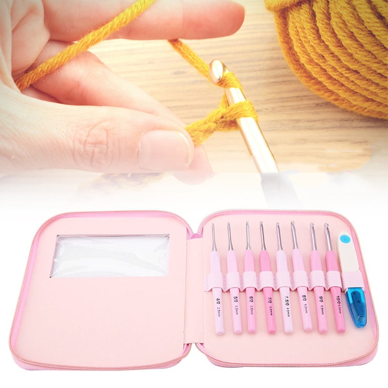 9 PCS Gradient Color Crochet Hook Set Knitting Needles Stitches With Colourful Soft Handle - Image 3