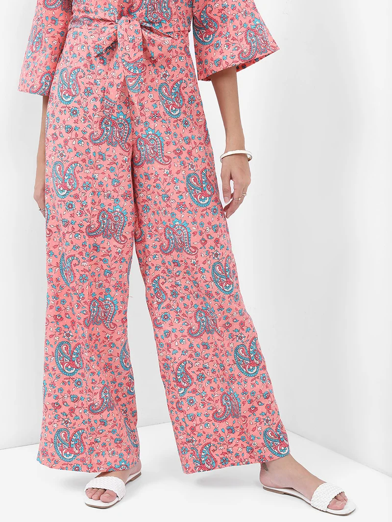 Vishudh Paisley Print Waist Tie Up Top & Palazzo Pants Co-Ords by Styli