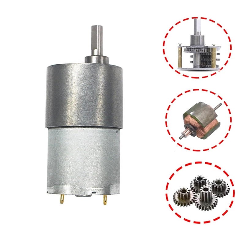 محرك تروس DC JGB37-3530 بجهد 12/24 فولت، سرعة دوران 4RPM إلى 1600 RPM، عزم دوران عالي، محور متمركز، مخصص لأجهزة السيارات الذكية (1000RPM، 24V) - Image 2