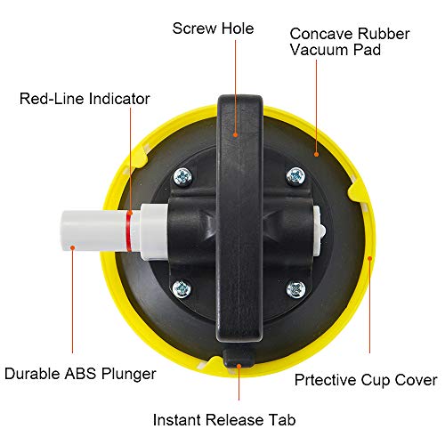 IMT 4.5" Glass Suction Cup Pump Active, T-Handle Vacuum Suction Cup Glass Lifter with Concave Plate for Flat/Curved Surface - Image 3