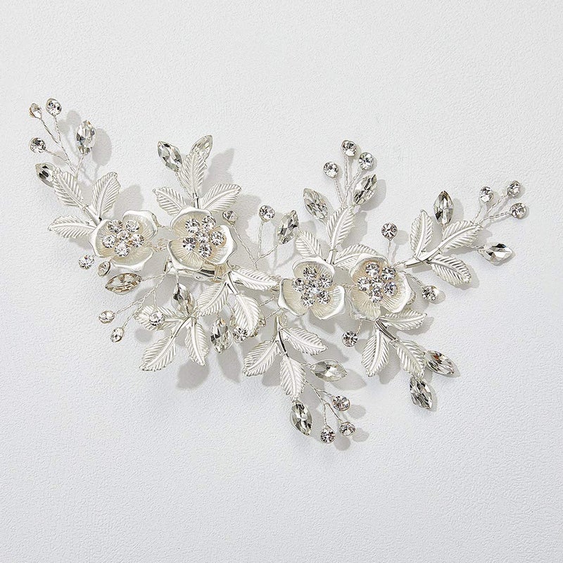 SWEETV Silver Rhinestone Bridal Hair Comb for Wedding Hair Accessory Headpiece for Women 1 Count