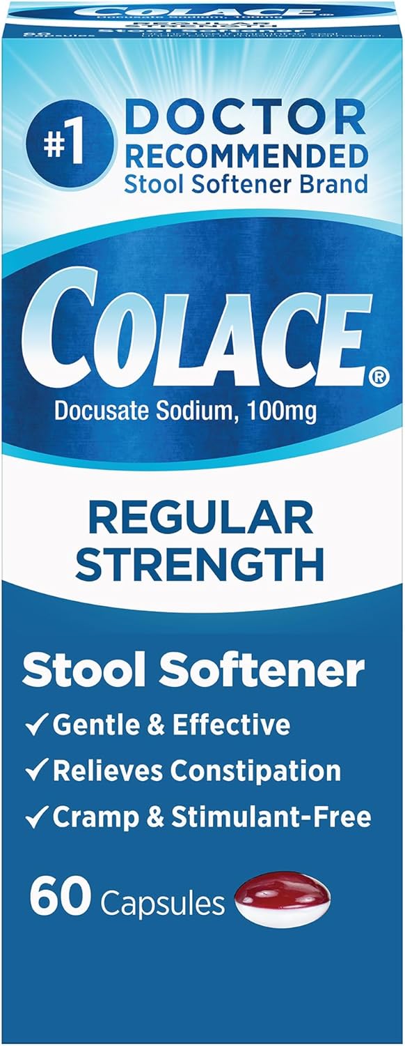 Colace Regular Strength Stool Softener 100 mg Capsules 60 Count Docusate Sodium Stool Softener  Senokot Extra Strength Natural Vegetable Laxative for Gentle Overnight Relief - Image 2