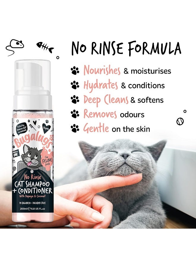 Bugalugs Papaya & Coconut No Rinse Cat Shampoo & Conditioner - 200ML - Image 2