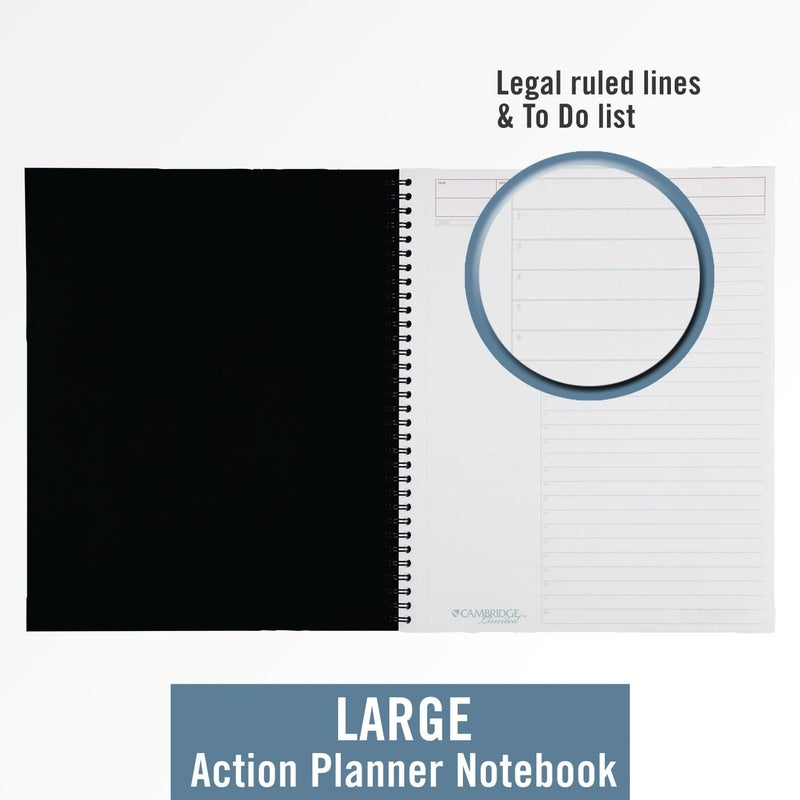 Cambridge Business Notebook, Action Planner, Legal Ruled Paper, 8-1/2" x 11", 80 Sheets, Flexible Soft Touch Cover, Wirebound, Gray (06064) - Image 2