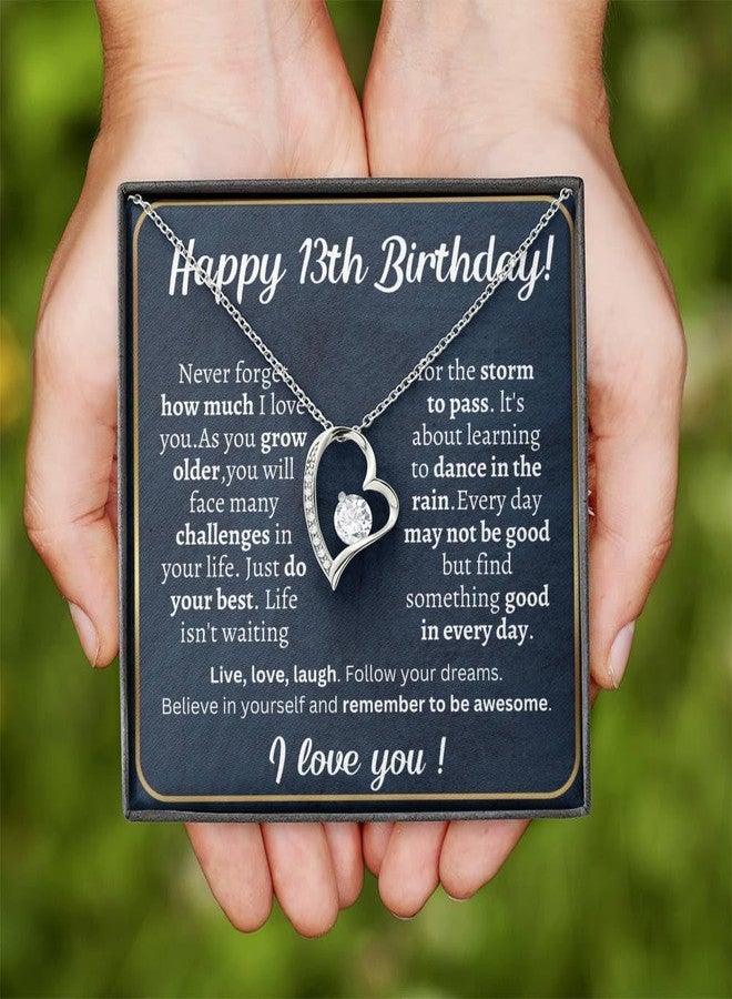 IPINK-13 Year Old Girl Gift Ideas Happy 13th Birthday Gifts For Girls Best Present For 13-year-old Girls Teenage Teen Girl Necklace Jewelry For Thirteen Year Old Girl (13th Heart with Zirconia) - Image 4