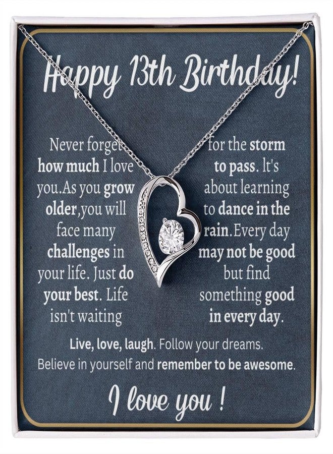 IPINK-13 Year Old Girl Gift Ideas Happy 13th Birthday Gifts For Girls Best Present For 13-year-old Girls Teenage Teen Girl Necklace Jewelry For Thirteen Year Old Girl (13th Heart with Zirconia) - Image 1