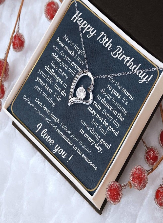 IPINK-13 Year Old Girl Gift Ideas Happy 13th Birthday Gifts For Girls Best Present For 13-year-old Girls Teenage Teen Girl Necklace Jewelry For Thirteen Year Old Girl (13th Heart with Zirconia) - Image 5