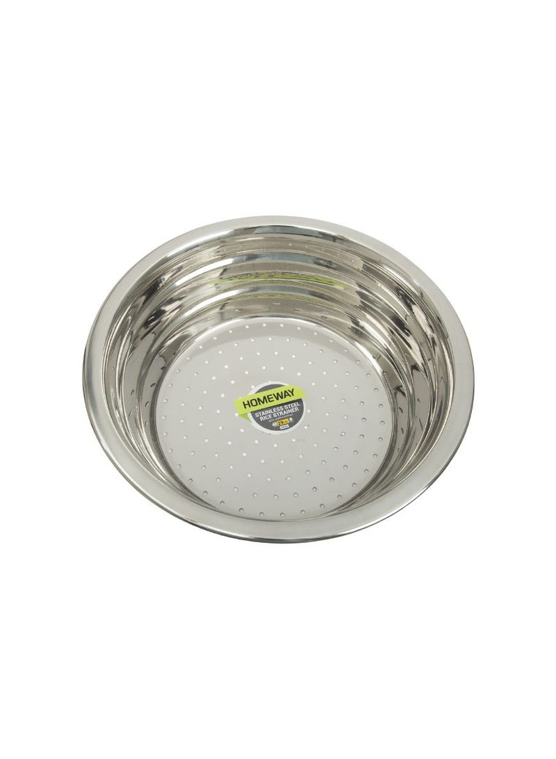 HW3561 Stainless Steel Rice Strainer 29CM, Round Kitchen Strainer for Rice Washing & Food Draining