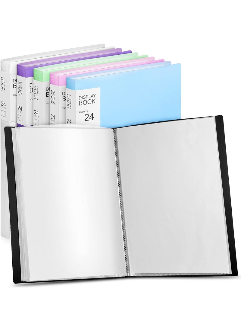 Macarrie 6 Pack Binder with Plastic Sleeves 24 Pocket Art Portfolio Presentation Book Binder 85 x 11 Inch Art Portfolio Folder with Clear Sheet Protector Display 48 PagesMulti Color  - Image 1