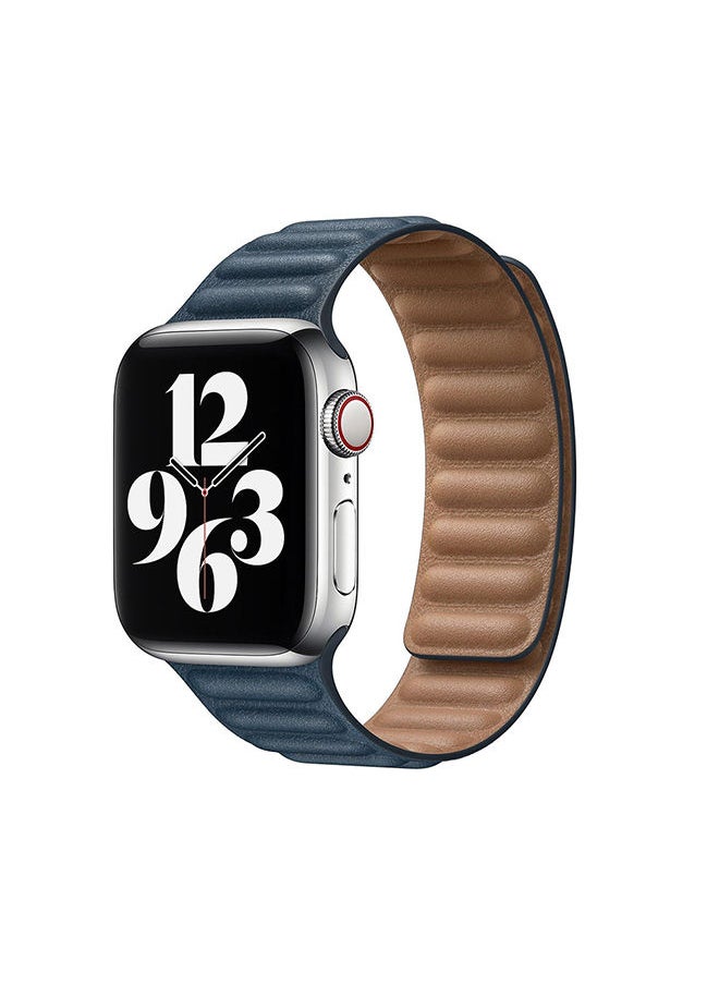 O Ozone Leather Magnetic Loop Strap ompatible With Apple Watch Series 10 | Ultra 2 | 8 Ultra | 9 | 8 | 7 | 6 , 49/46/45/44/42mm Fashionable Smartwatch Straps Women Men- Dark Blue  - Image 1