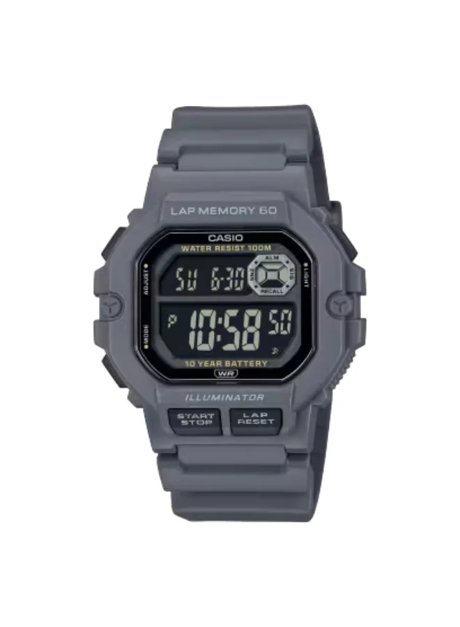 Casio Men's Digital Display Watch With Grey Resin Strap - WS-1400H-8BVDF
