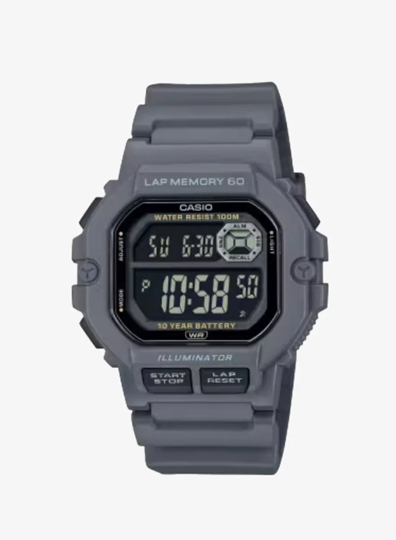 Casio Men's Digital Display Watch With Grey Resin Strap - WS-1400H-8BVDF