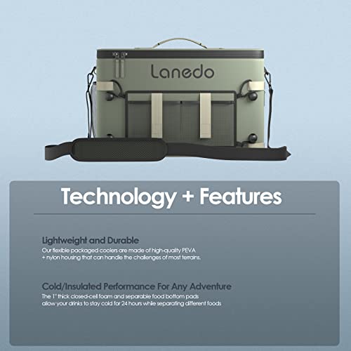 Lanedo 34-Can Multi-Functional Collapsible Soft-Sided Cooler - Leak-Proof Beach Cooler, Portable Ice Chest, and Travel, Food Shopping, Camping, Kayaking, Fishing, Multi-Person Lunch Bag! - Image 4