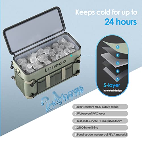 Lanedo 34-Can Multi-Functional Collapsible Soft-Sided Cooler - Leak-Proof Beach Cooler, Portable Ice Chest, and Travel, Food Shopping, Camping, Kayaking, Fishing, Multi-Person Lunch Bag! - Image 2