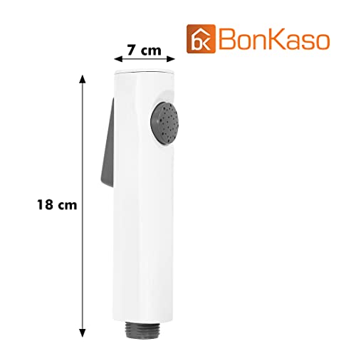 BonKaso HF-1045W ABS Plastic 360 Degree Rotation Premium Jet Spray for Toilet Hand Health Faucet with 1 Mtr Stainless Steel Flexible Hose Tube, White - (Pack of 1) - Image 5
