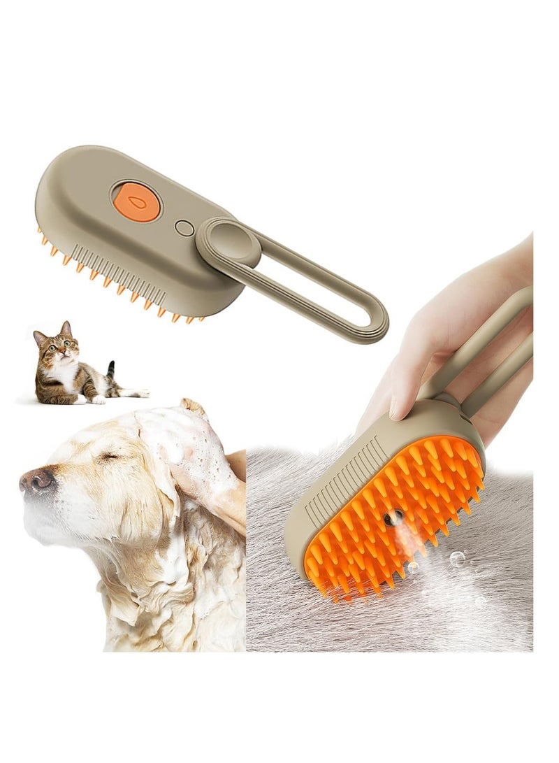 SYOSI Cat Brush with Spray, Pet Dog Brush, Cat Brush, Cleaning Brush for Pet Hair, 3-in-1 Multifunctional Pet Hair Remover, 84 Soft and Rounded Comb Teeth, Ideal for Massage, Care and Hair Removal (Coffee) - Image 1