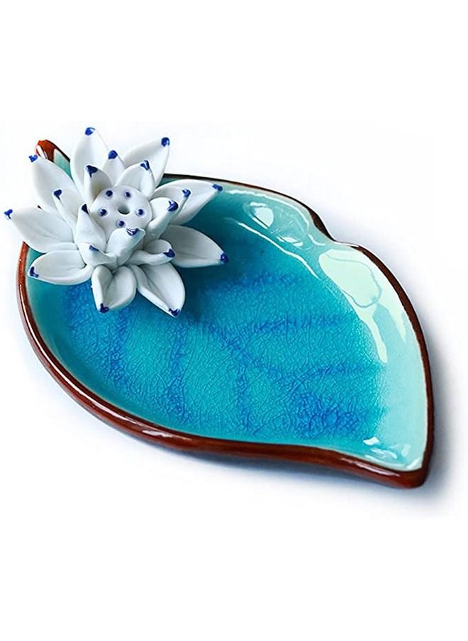 Haidue Incense Stick Holder Censer Ceramic Handmade Artistic Burner Stick Coil Lotus Porcelain Decorative Flower Incense Cone Ash Catcher Tray Handmade  - Image 2