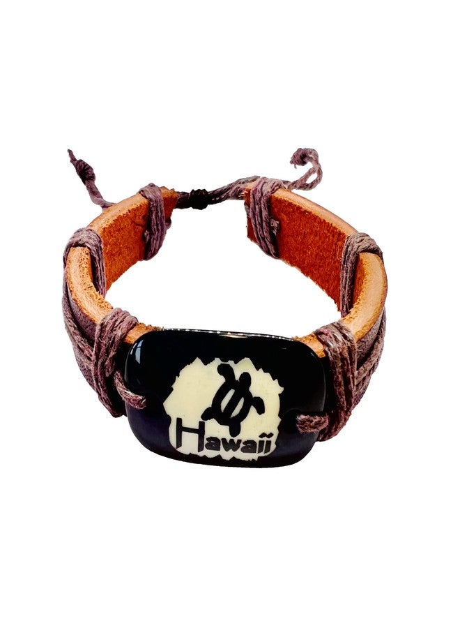 Zero Gravity Hawaii Hawaiian Jewelry Honu Sea Turtle Leather Hawaii Surfer Adjustable Bracelet - Image 1