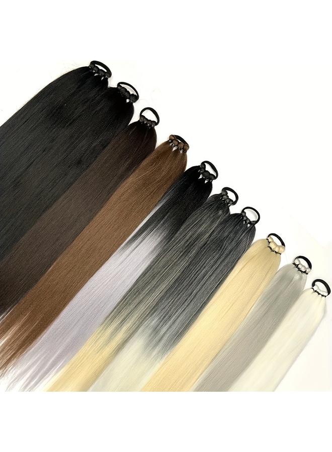 Bluejw African Wig Ponytail 26 Inch Straight Hair Chemical Fiber Ponytail Hair High Temperature Silk Women Ponytail Braid - Image 4
