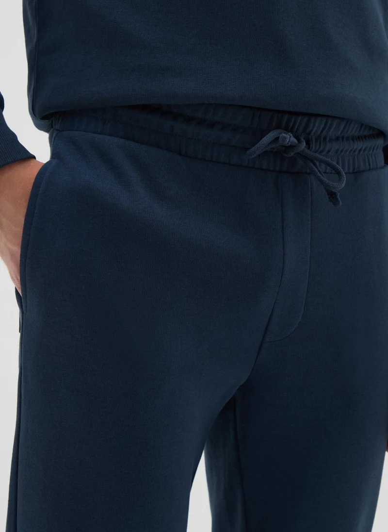 Ovs MEN'S BLUE COTTON BLEND JOGGERS, REGULAR FIT