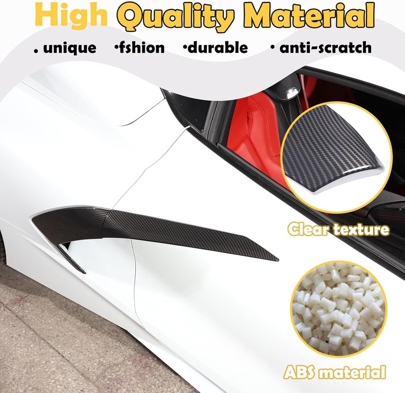 CHEAYAR Side Fender Vent Door Garnish for Chevrolet Corvette C8 (2020-2023) - Carbon Fiber ABS Trim - Image 3
