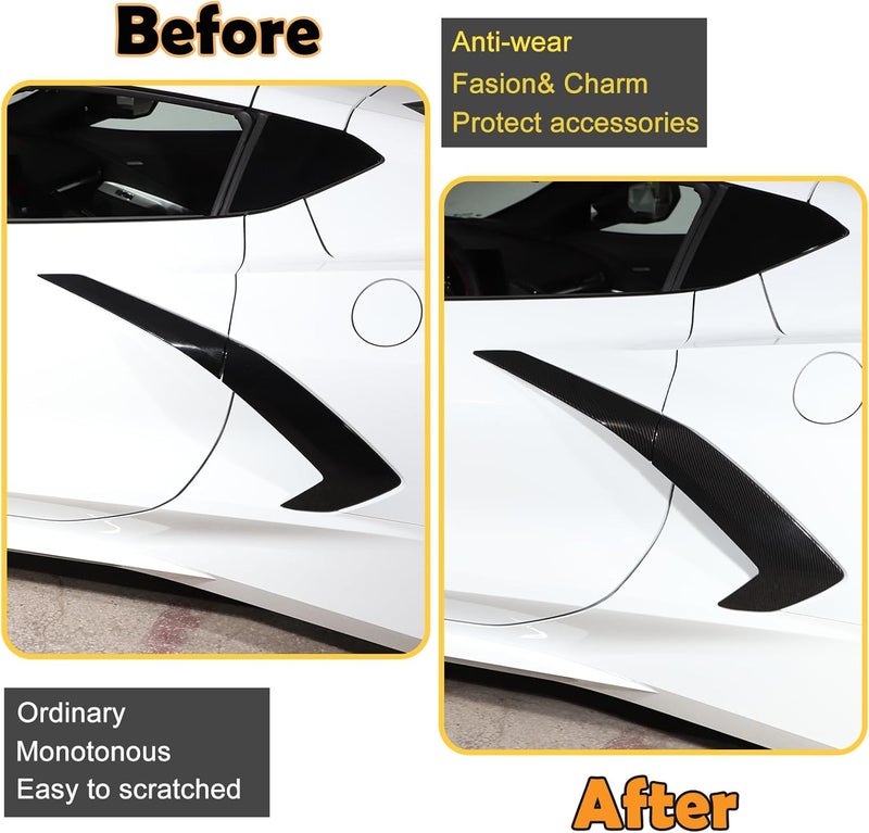 CHEAYAR Side Fender Vent Door Garnish for Chevrolet Corvette C8 (2020-2023) - Carbon Fiber ABS Trim - Image 2