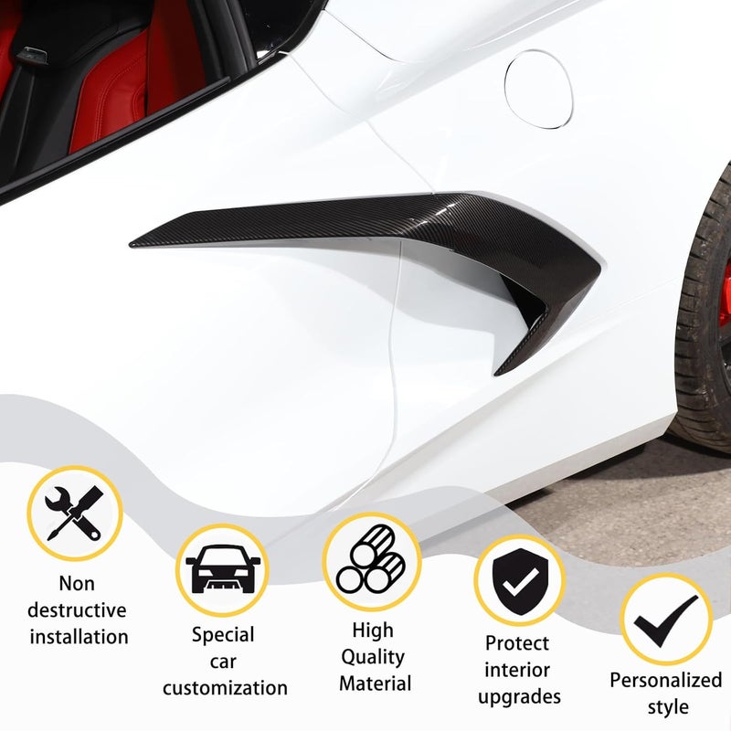 CHEAYAR Side Fender Vent Door Garnish for Chevrolet Corvette C8 (2020-2023) - Carbon Fiber ABS Trim - Image 4