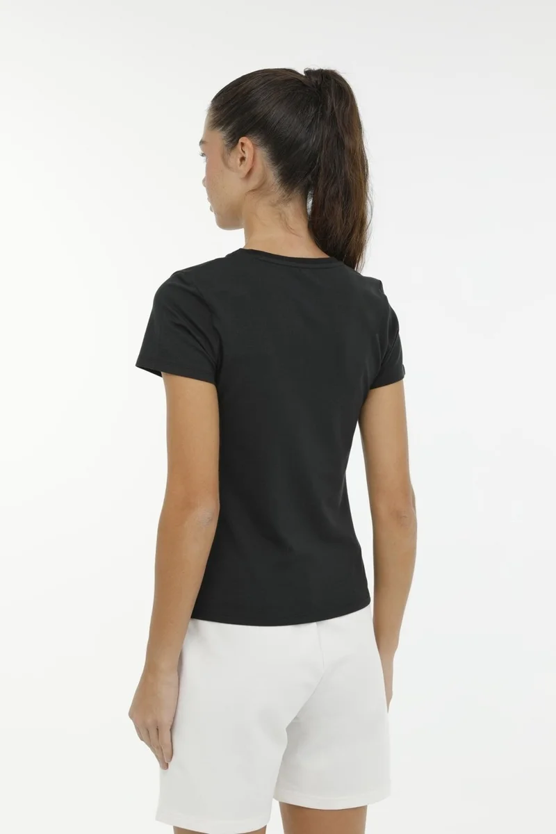 LUMBERJACK W-CT132 Basic Modal V Nec Black Women's Short Sleeve T-Shirt