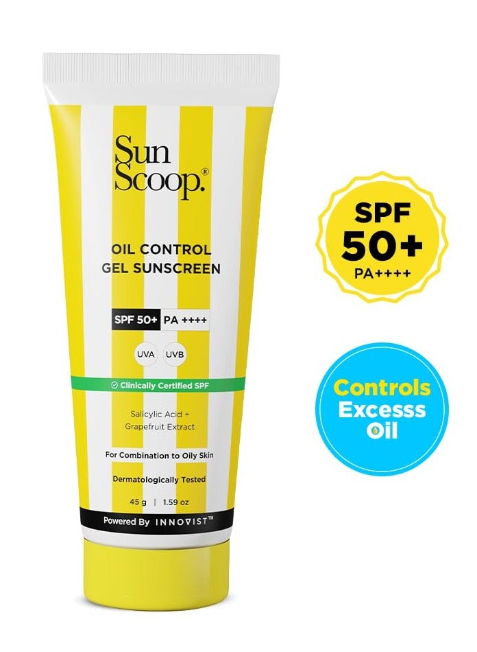 SunScoop Oil-Control Gel Sunscreen | SPF 50+, PA++++ | Mineral Oil & Petroleum Free | Controls Excess Oil | Unclogs Pores | Anti-ageing | Lightweight | 45 g - Image 2