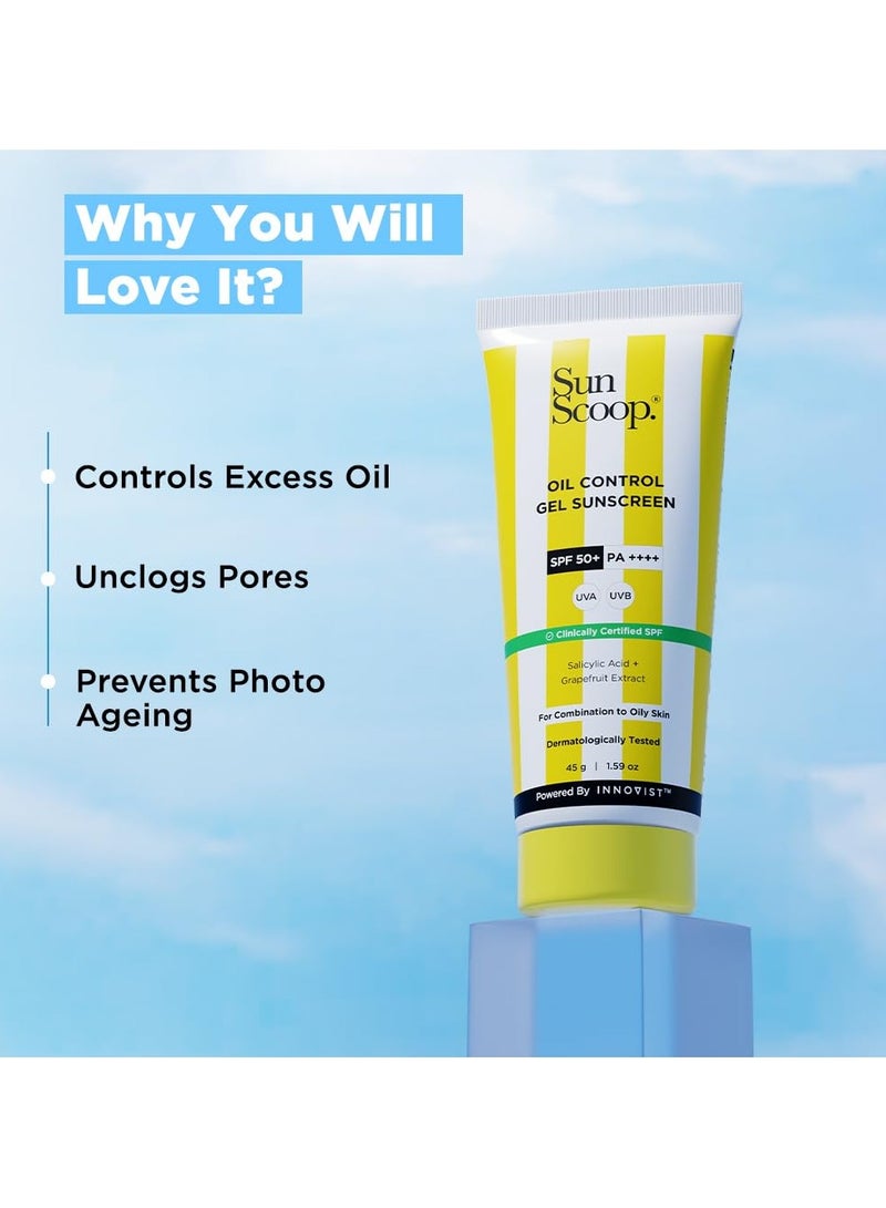 SunScoop Oil-Control Gel Sunscreen | SPF 50+, PA++++ | Mineral Oil & Petroleum Free | Controls Excess Oil | Unclogs Pores | Anti-ageing | Lightweight | 45 g - Image 4