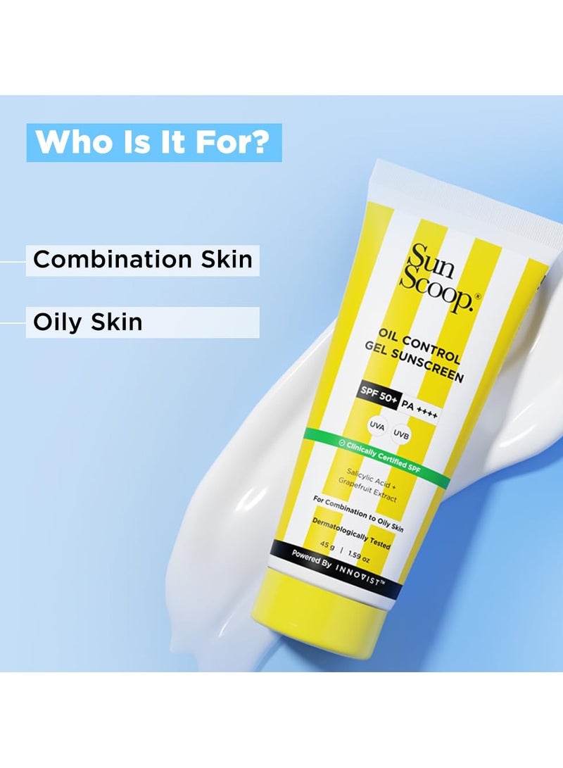 SunScoop Oil-Control Gel Sunscreen | SPF 50+, PA++++ | Mineral Oil & Petroleum Free | Controls Excess Oil | Unclogs Pores | Anti-ageing | Lightweight | 45 g - Image 5