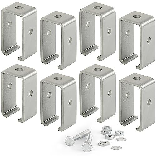 WIMART Channel Trolley Track Hanger Bracket, Intermediate Support Bracket for All 1-5/8" Strut Channel, Heavy Duty Track Joiner Support Bracket (Set 8) - Image 1