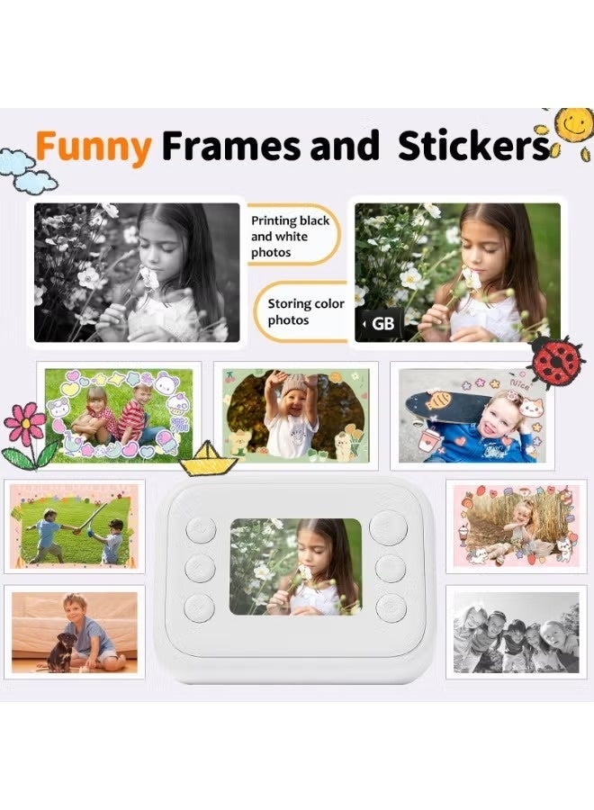 LAESO Instant Print Camera for Kids, 48MP Photos 1080P Digital Video Camera, 64GB Card White - Image 2